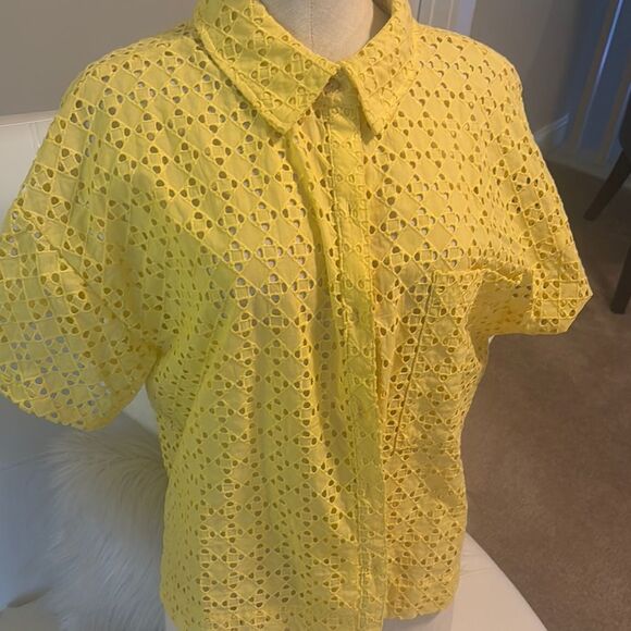 Marled Yellow Lace Women's Top - Picture 1 of 5